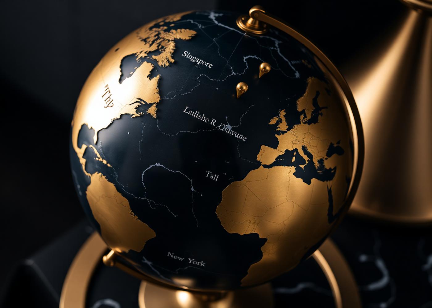 Brass globe indicating focus jurisdictions